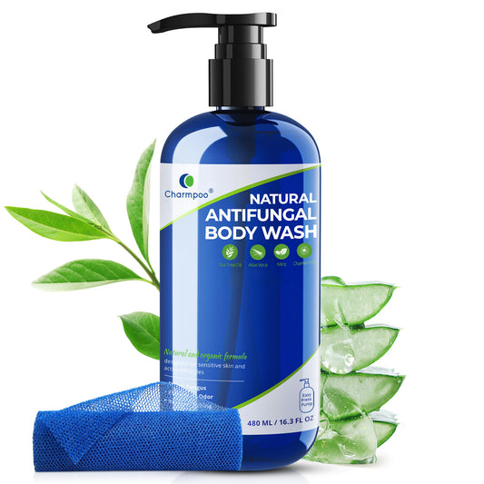 Charmpoo Antifungal Body Wash with Tea Tree Oil for Itchy Skin, 16.3 fl oz