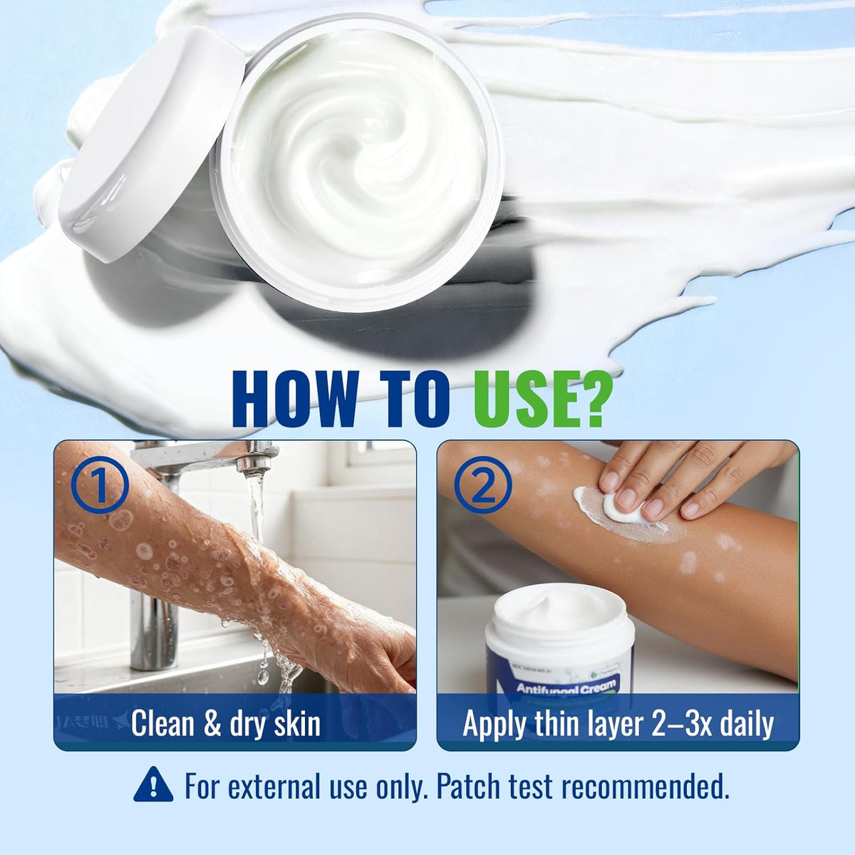 Antifungal Cream for Jock Itch: Anti Fungal Cream for Itchy Skin Relief Extra Strength - Ringworm Treatment for Humans - Athletes Foot Treatment for Feet 3.4 oz, 100g, White